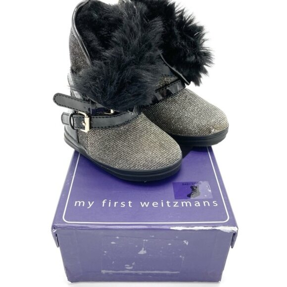 Stuart Weitzman "My First Weitzman" Black Fur Boots - infant size 2 (3-6m) - Picture 1 of 1